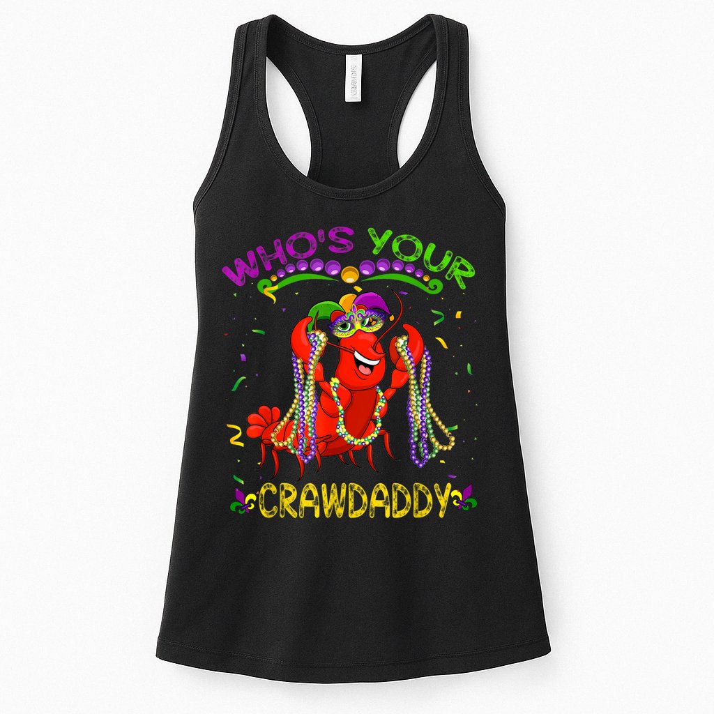 Whos Your Crawdaddy Crawfish Jester Beads Funny Mardi Gras Womens Tank Top
