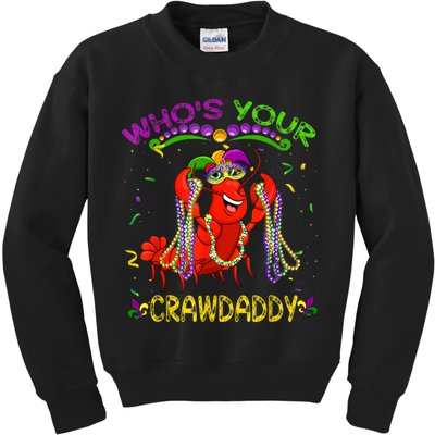 Whos Your Crawdaddy Crawfish Jester Beads Funny Mardi Gras Kids Sweatshirt