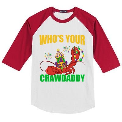 Who's Your Crawdaddy Crawfish Festival Costume Mardi Gras Funny Gift Kids Colorblock Raglan Jersey