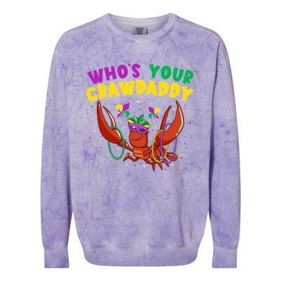 Who's Your Crawdaddy Crawfish Jester Beads Funny Mardi Gras Gift Colorblast Crewneck Sweatshirt