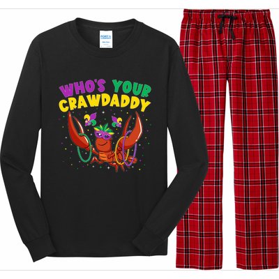 Who's Your Crawdaddy Crawfish Jester Beads Funny Mardi Gras Gift Long Sleeve Pajama Set