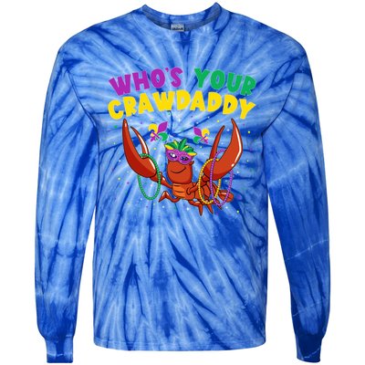 Who's Your Crawdaddy Crawfish Jester Beads Funny Mardi Gras Gift Tie-Dye Long Sleeve Shirt