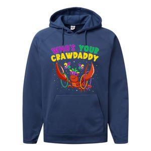 Who's Your Crawdaddy Crawfish Jester Beads Funny Mardi Gras Gift Performance Fleece Hoodie