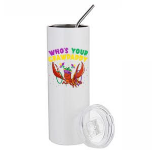 Who's Your Crawdaddy Crawfish Jester Beads Funny Mardi Gras Gift Stainless Steel Tumbler