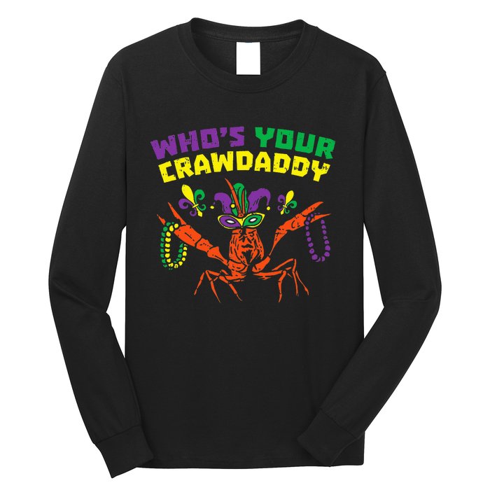 Whos Your Crawdaddy Crawfish Jester Beads Mardi Gras Long Sleeve Shirt