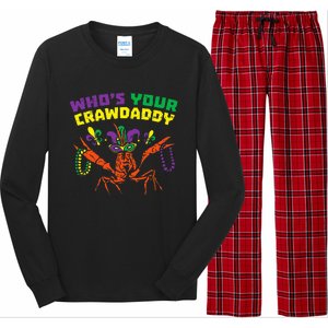 Whos Your Crawdaddy Crawfish Jester Beads Mardi Gras Long Sleeve Pajama Set