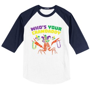 Whos Your Crawdaddy Crawfish Jester Beads Mardi Gras Baseball Sleeve Shirt