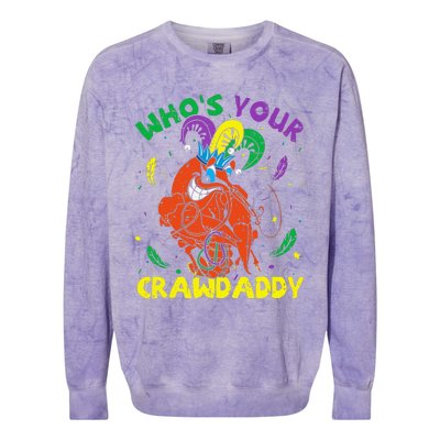 Whos Your Crawdaddy Mardi Gras Crawfish Jester Beads Funny Colorblast Crewneck Sweatshirt