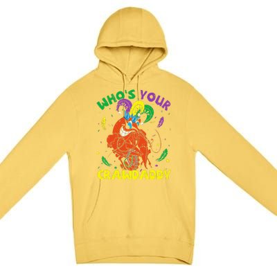 Whos Your Crawdaddy Mardi Gras Crawfish Jester Beads Funny Premium Pullover Hoodie