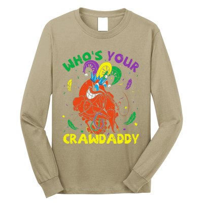 Whos Your Crawdaddy Mardi Gras Crawfish Jester Beads Funny Long Sleeve Shirt