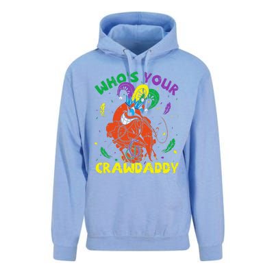 Whos Your Crawdaddy Mardi Gras Crawfish Jester Beads Funny Unisex Surf Hoodie