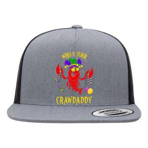 Whos Your Crawdaddy Crawfish Jester Beads Funny Mardi Gras Flat Bill Trucker Hat