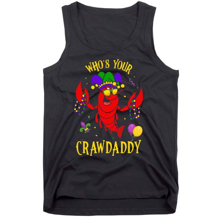 Whos Your Crawdaddy Crawfish Jester Beads Funny Mardi Gras Tank Top