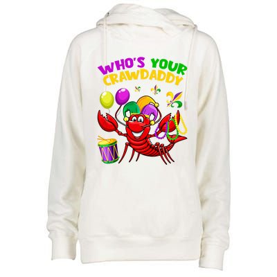 Whos Your Crawdaddy Crawfish Funny Mardi Gras Costume Gift Womens Funnel Neck Pullover Hood