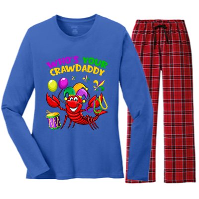 Whos Your Crawdaddy Crawfish Funny Mardi Gras Costume Gift Women's Long Sleeve Flannel Pajama Set 