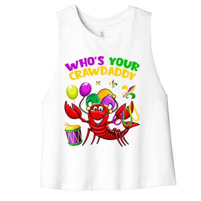 Whos Your Crawdaddy Crawfish Funny Mardi Gras Costume Gift Women's Racerback Cropped Tank