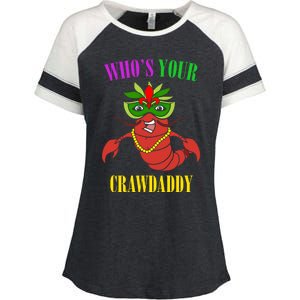 Whos Your Crawdaddy Crawfish Jester Beads Funny Mardi Gras Gift Enza Ladies Jersey Colorblock Tee