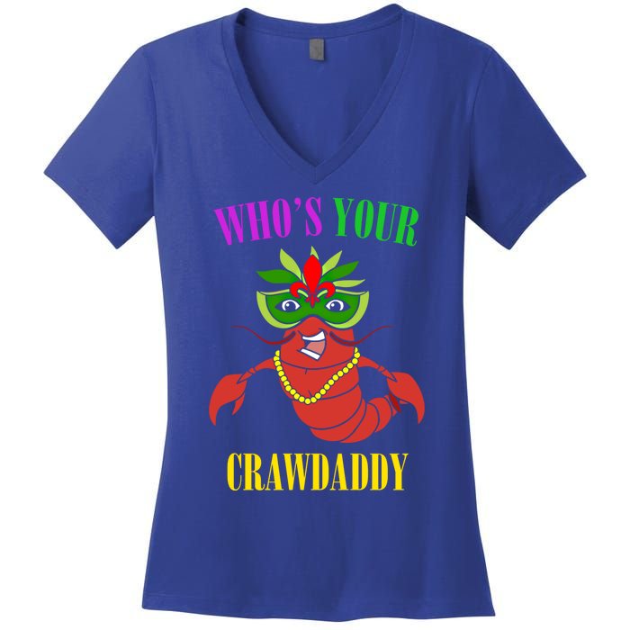 Whos Your Crawdaddy Crawfish Jester Beads Funny Mardi Gras Gift Women's V-Neck T-Shirt