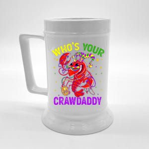 Whos Your Crawdaddy Crawfish Jester Beads Funny Mardi Gras Gift Beer Stein