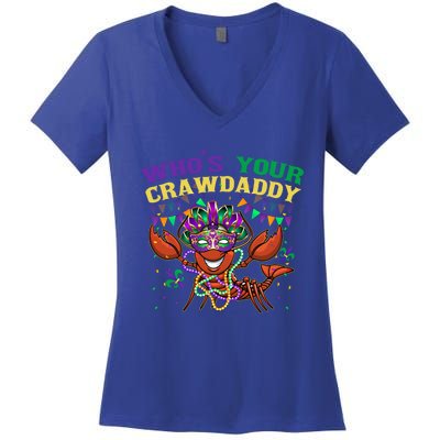 Whos Your Crawdaddy Crawfish Jester Beads Funny Mardi Gras Gift Women's V-Neck T-Shirt