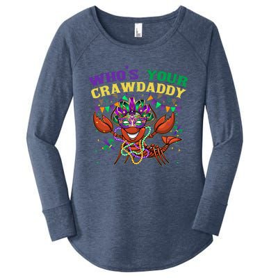 Whos Your Crawdaddy Crawfish Jester Beads Funny Mardi Gras Gift Women's Perfect Tri Tunic Long Sleeve Shirt