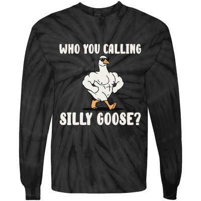Who You Calling Silly Goose Funny Gym Meme Tie-Dye Long Sleeve Shirt