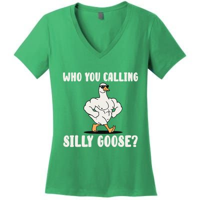 Who You Calling Silly Goose Funny Gym Meme Women's V-Neck T-Shirt