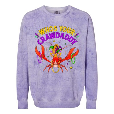 Whos Your Crawdaddy Crawfish Jester Beads Funny Mardi Gras Colorblast Crewneck Sweatshirt