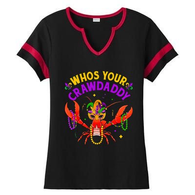 Whos Your Crawdaddy Crawfish Jester Beads Funny Mardi Gras Ladies Halftime Notch Neck Tee