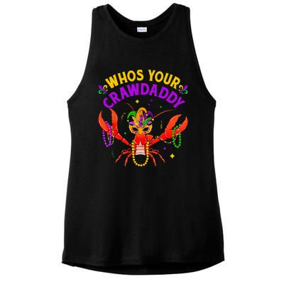 Whos Your Crawdaddy Crawfish Jester Beads Funny Mardi Gras Ladies PosiCharge Tri-Blend Wicking Tank