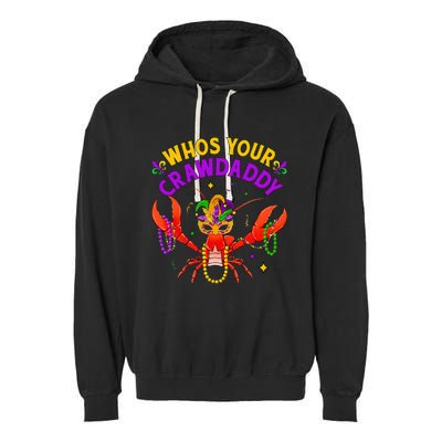 Whos Your Crawdaddy Crawfish Jester Beads Funny Mardi Gras Garment-Dyed Fleece Hoodie