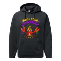 Whos Your Crawdaddy Crawfish Jester Beads Funny Mardi Gras Performance Fleece Hoodie