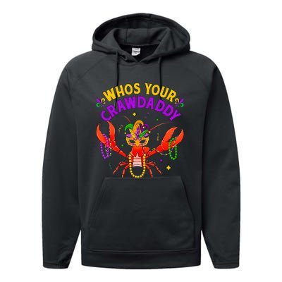 Whos Your Crawdaddy Crawfish Jester Beads Funny Mardi Gras Performance Fleece Hoodie