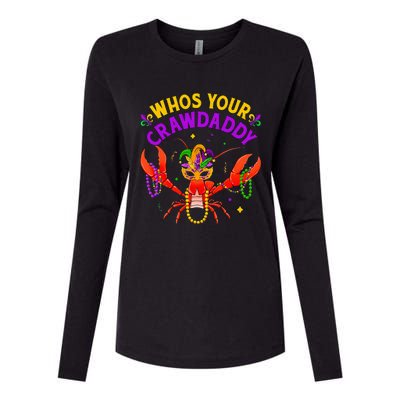 Whos Your Crawdaddy Crawfish Jester Beads Funny Mardi Gras Womens Cotton Relaxed Long Sleeve T-Shirt