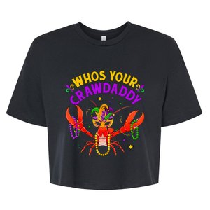 Whos Your Crawdaddy Crawfish Jester Beads Funny Mardi Gras Bella+Canvas Jersey Crop Tee