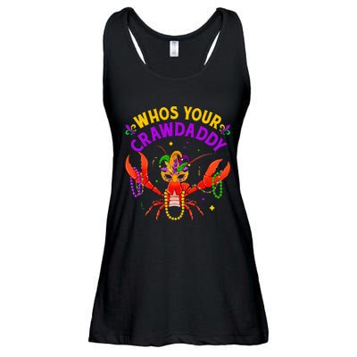 Whos Your Crawdaddy Crawfish Jester Beads Funny Mardi Gras Ladies Essential Flowy Tank