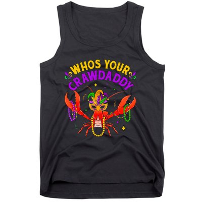 Whos Your Crawdaddy Crawfish Jester Beads Funny Mardi Gras Tank Top