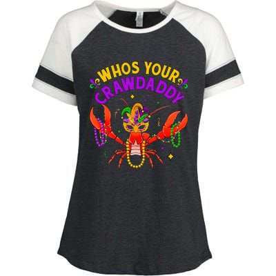 Whos Your Crawdaddy Crawfish Jester Beads Funny Mardi Gras Enza Ladies Jersey Colorblock Tee