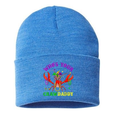 Whos Your Crawdaddy Crawfish Jester Beads Mardi Gras Funny Gift Sustainable Knit Beanie