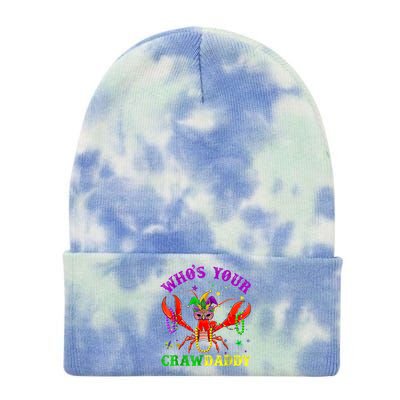 Whos Your Crawdaddy Crawfish Jester Beads Mardi Gras Funny Gift Tie Dye 12in Knit Beanie