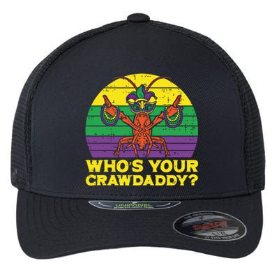 Whos Your Crawdaddy Crawfish Jester Beads Vintage Mardi Gras Cool Gift Flexfit Unipanel Trucker Cap