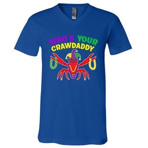 Whos Your Crawdaddy Crawfish Jester Mardi Gras Funny Gift V-Neck T-Shirt