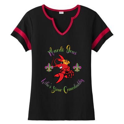 Whos Your Crawdaddy Crawfish Jester Mardi Gras Parade Gift Ladies Halftime Notch Neck Tee