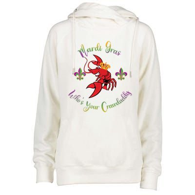 Whos Your Crawdaddy Crawfish Jester Mardi Gras Parade Gift Womens Funnel Neck Pullover Hood