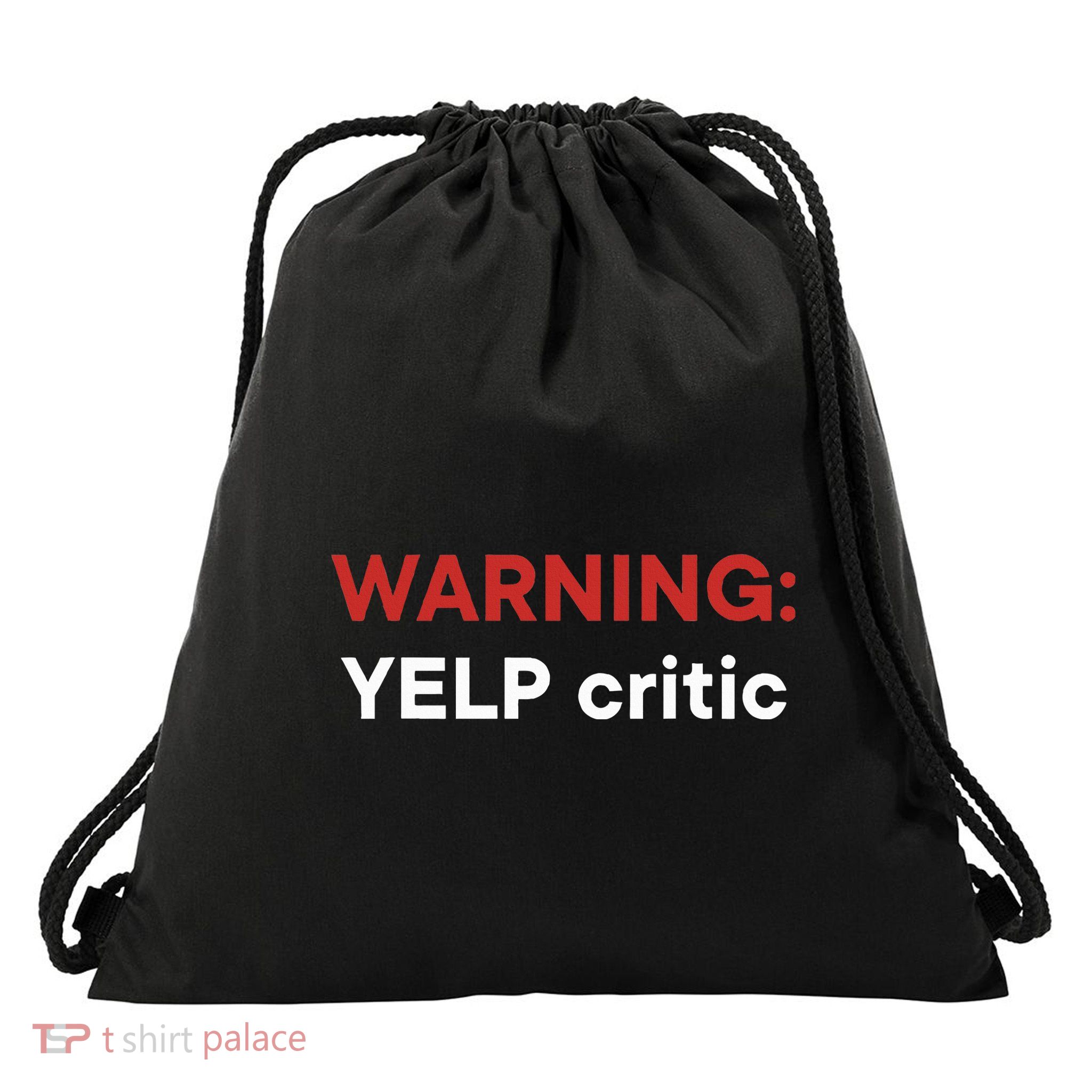 Warning Yelp Critic Funny Drawstring Bag