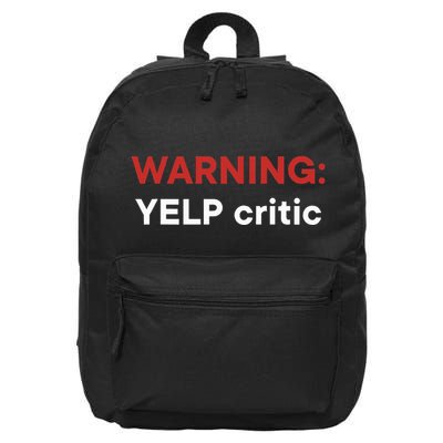 Warning Yelp Critic Funny 16 in Basic Backpack