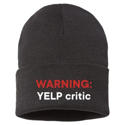 Warning Yelp Critic Funny Sustainable Knit Beanie