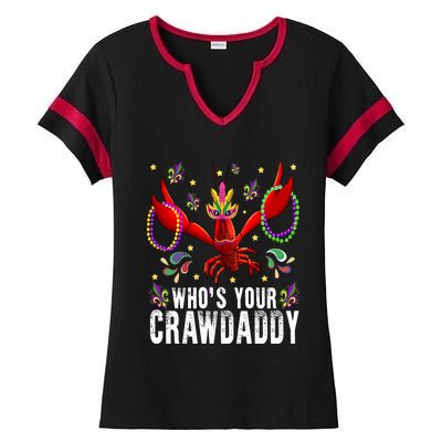 Whos Your Crawdaddy Mardi Gras Crawfish Jester Beads Funny Gift Ladies Halftime Notch Neck Tee