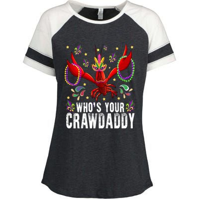 Whos Your Crawdaddy Mardi Gras Crawfish Jester Beads Funny Gift Enza Ladies Jersey Colorblock Tee