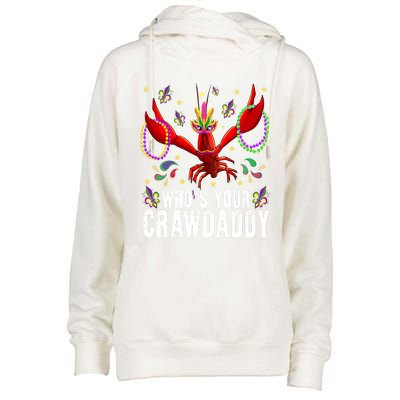 Whos Your Crawdaddy Mardi Gras Crawfish Jester Beads Funny Gift Womens Funnel Neck Pullover Hood